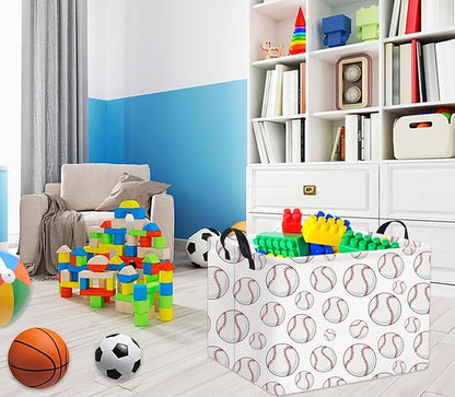 Rectangular Baseball Basket Kids Baby Storage Basket Cute Kids Toy Storage Bin Organizer Shelf Book Sports Room Decor(Baseball)