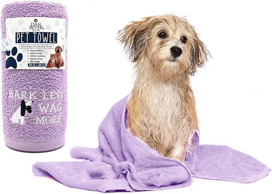 DAN RIVER Dog Towel - Pack of 1, 100% Cotton, 20x40, Ultra Soft 450 GSM, Super Absorbent & Quick Drying Towel for Dogs, Cats, and Other Pets, Crocus Petal.