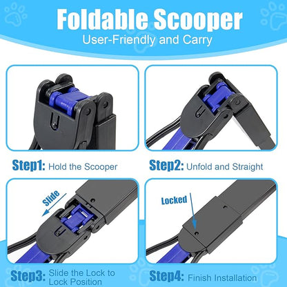 70cm Pet Pooper Scooper for Dogs and Cats with Long Handle High Strength Material and Durable Spring for Easy Grass and Gravel Pick Up(Blue)