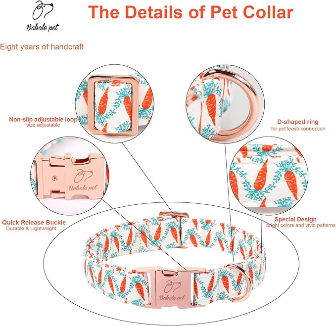 Easter Dog Collar, Cute Carrot Easter Collar for Boy Girl Dogs, Adjustable Heavy Duty Spring Holiday Dog Collars for Small Medium Large Dogs with Metal Buckle XL