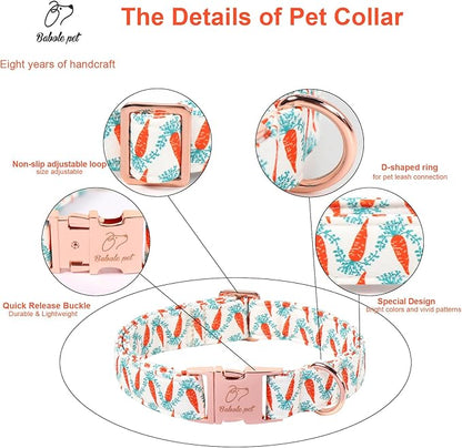 Easter Dog Collar, Cute Carrot Easter Collar for Boy Girl Dogs, Adjustable Heavy Duty Spring Holiday Dog Collars for Small Medium Large Dogs with Metal Buckle M