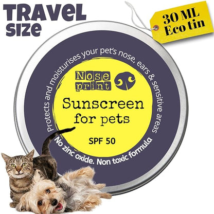 SPF 50 Sun Protection Balm For Pets 30 ML in Tin | Moisturising Sunscreen For Dogs And Cat Non-Toxic Formula Nose and Dog Paw Balm Sunblock Cream | puppy Sun Protection