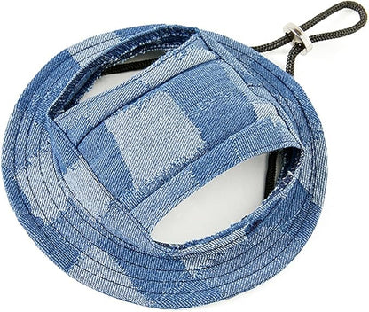 Round Brim Princess Hat Visor Hat Pet Dog Mesh Porous Sun Hat with Ear Holes for Small, Extra Small Dog Teddy, Pug, Chihuahua, Shih Tzu, Yorkshire Terriers, Papillon V-Light Blue L