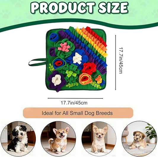 Snuffle Mat for Dogs Cats, Pet Treats Feeding Mat, 17.7x17.7inch for Small/Medium, Interactive Dog Puzzle Toys, Felt Wool Dog Sniff Mats for Slow Feed, Encourages Natural Foraging Skills