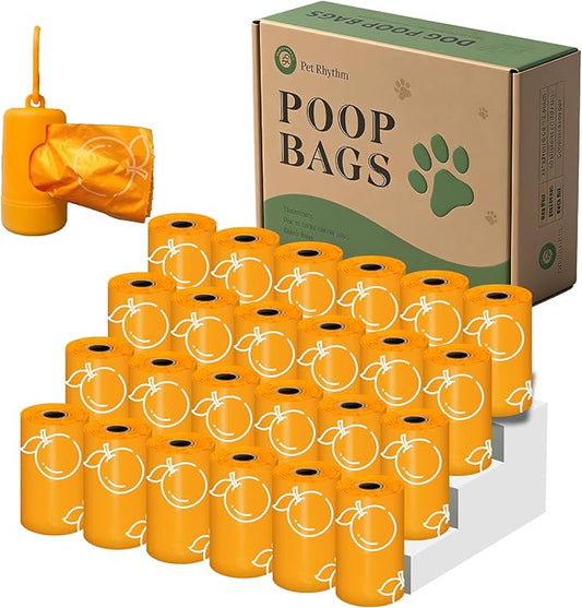 Citrus Scented Dog Poop Bags - 360 counts Orange Pet Waste Bags with Dispensers, Extra Large 13x9 Inch Leak-Proof Fragrance Bags for Dogs Walking and Cat Litter