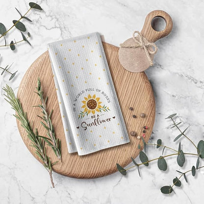 Sunflower Kitchen Towels for Mom-Summer Absorbent Microfiber Dish Towel,Great Gift for Hostess,New Home,Women,Friends,Housewarming on Birthday Christmas Mother's Day 16" x 24”
