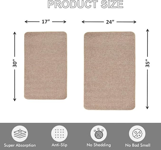 Indoor Door Mat, 1/10 in Ultra Thin Door Mat, Non-Slip Natural Rubber Backing Inside Doormat, Washable, Low-Profile Entrayway Mats, Durable Dirt Trapper for Various Entrance, 29''X17'' Khaki
