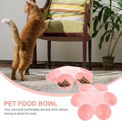POPETPOP Cat Food Bowl with 6 Bowls - Pet Feeder for Kitten Puppy, Multi Cat Dishes, Multiple Dinner Feeder for Indoor s, Dishes for Food and Water