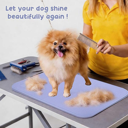 Dog Grooming Table Mat Pad Non Slip，Silicone Durable Premium Non-Slip Dog Bath Mat，Slip Mat - Bathing Mat for Pets，22.45inchX15.75inch (Blue)