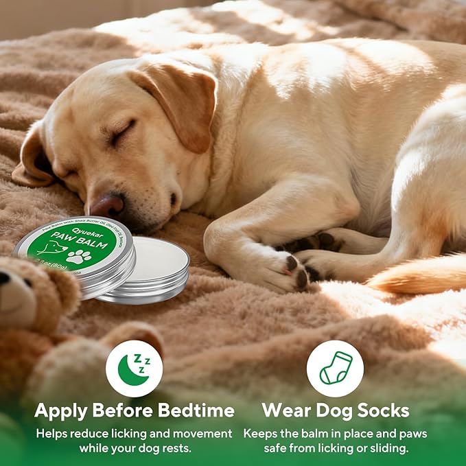 Lick-Safe Dog Paw & Nose Balm, Dog Paw Wax Protector with Coconut Oil, Moisturizer Soother Dry Cracked Snout & Pads, All-Natural Nose Butter & Cream for Horse Hoof, Cat Petts Care, 2.8oz/80g