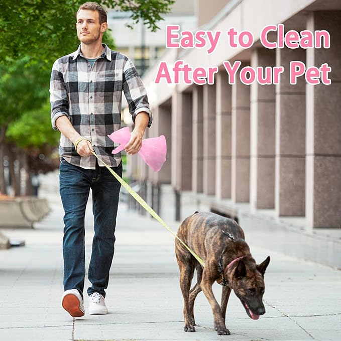 Toplive Dog Poop Bags, Pet Waste Bags Roll Refills, Thick Strong Leak-Proof Cat Dog Bag for Poop Outdoor Cleanup 16 Rolls (240 Bags), Pink