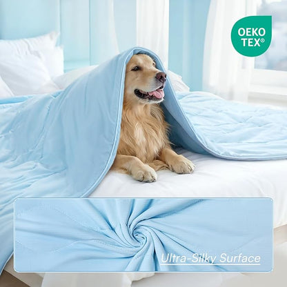 Luciphia Premium Cooling Dog Blanket Washable Q-MAX>0.5 Small Medium Large Pet Mat Puppy Cat Self-Cooling Soft Breathable Calming Throw for Sofa Crate Bed (Light Blue,29x40 inches)