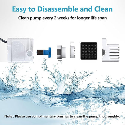 ORSDA Pet Water Fountain Replacement Pump Filters - Compatible with All ORSDA/ZeePet Stainless Steel Dog and Cat Water Fountains (6Pcs Black Pump Filters)