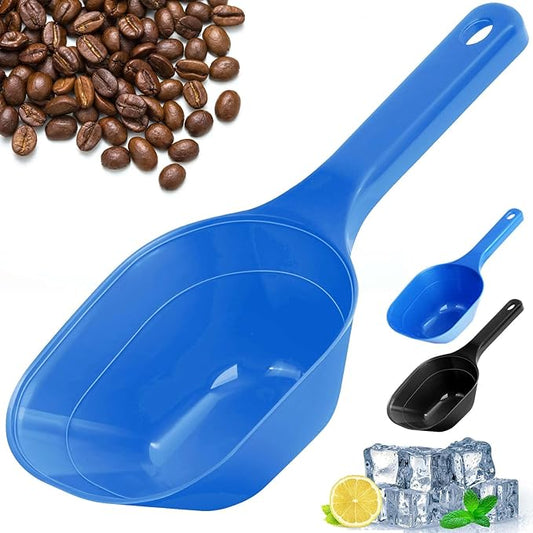 Dog-Cat Food-Scoop Measuring-Cup,1 Cup Capacity Versatile Plastic Pet Food Scoop with Measuring Lines 1 Cup and 1/2 Cup for Precise Portion Control (2, Black and Blue)