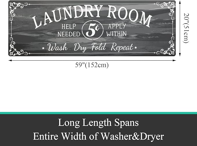 Pauwer Laundry Room Rug Runner 20"x60" Waterproof Rubber Laundry Mat Non Slip Kitchen Mats for Floor Washable Floor Mat Runner Rug for Farmhouse Mudroom Washroom Bathroom Decor
