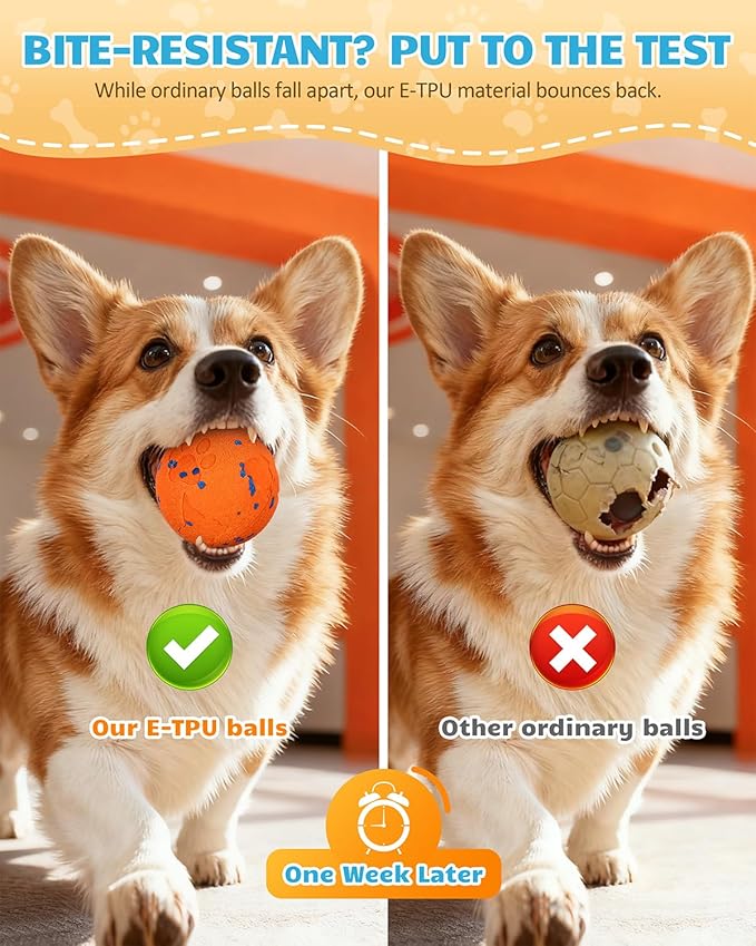 Interactive Dog Ball & Interactive Dog Toys for Medium/Large Dogs: Self-Moving, Auto-Vibrating & Bouncing Smart Ball - 3.1“ Chew-Resistant E-TPU, IPX7 Waterproof & Low-Noise (Include Gift Bag)