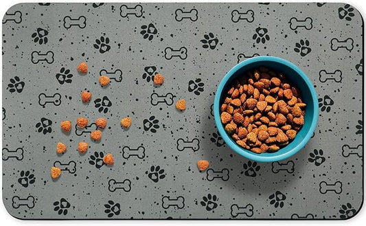 Dog Food Mats,Cat Absorbent Water Bowl Feeding Mats Pet Placemats for Food and Water Spot 16 * 24 inch