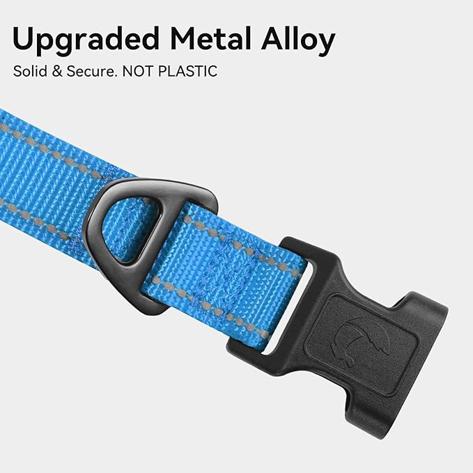 Joytale Reflective Dog Collar,Soft Neoprene Padded Breathable Nylon Pet Collar Adjustable for Puppy and Small Dogs, Sky Blue,XS