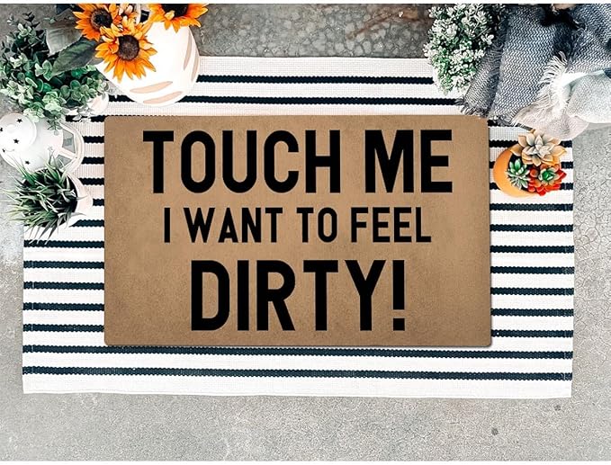 Funny Welcome Doormat (23.7 in X 15.6 in) Anti-Slip Rubber Back Entrance Way Indoor Front Porch Decor Rugs House Warming Gift (Touch Me)