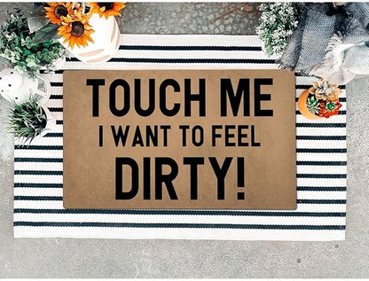 Funny Welcome Doormat (23.7 in X 15.6 in) Anti-Slip Rubber Back Entrance Way Indoor Front Porch Decor Rugs House Warming Gift (Touch Me)