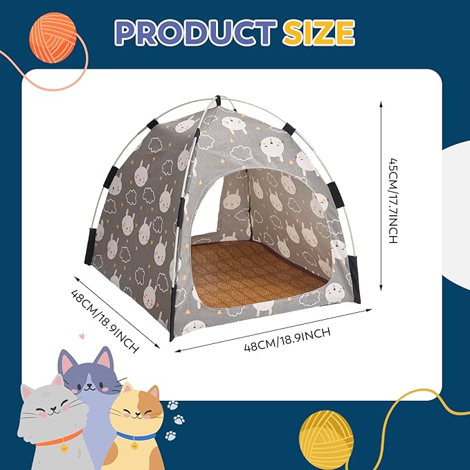 Cute Gray Pet Cave - Indoor Cat Tent and Pet House with Non-Slip Sole and Removable Cushions, Suitable for Small Dogs and Kittens