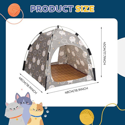 Cute Gray Pet Cave - Indoor Cat Tent and Pet House with Non-Slip Sole and Removable Cushions, Suitable for Small Dogs and Kittens