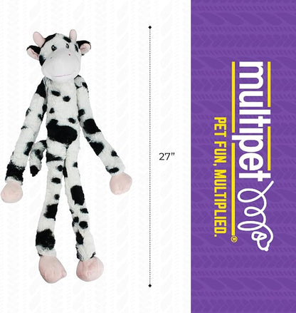Multipet Swingin' Slevin Cow Dog Plush Toy - Squeaky Toys for All Dogs - Extra Soft Plush - Stuffed Animal for Cuddling & Playing - Cute (27”, White, 5 Squeakers)