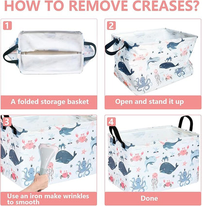 Baby Storage Basket Cute Gifts Basket Toys Organizer Waterproof Kids Hamper Nursery Bins Women Storage Cube for Home/Dorm/Kitchen/Pet/Office/Closet/Shelf/Room Decor