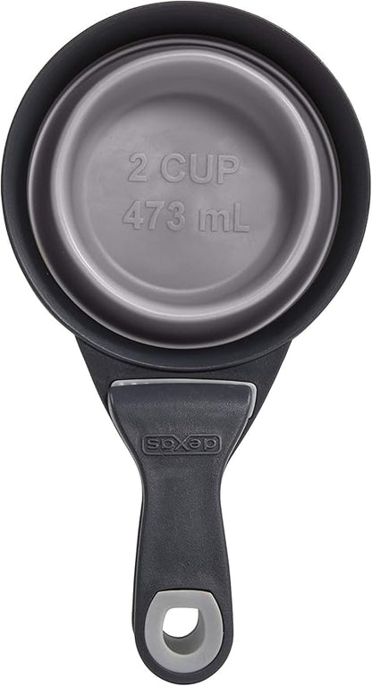 Dexas Pets Collapsible KlipScoop Collapsible Dry Dog Food Scoop and Dog Food Bag Clip, 2 Cup Capacity, Light Gray (PW670432429)