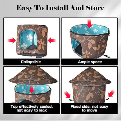 Stray Cats Shelter - Weatherproof Foldable Cat House, Insulated, Waterproof, Thicken Cats Tent Beds, Indoor/Outdoor Cat Dog Houses for Kitten Puppy (Brown)