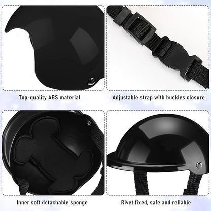 Frienda Dog Helmet and Goggles, UV Protection Doggy Sunglasses and 4 Inch Padded Puppy Motorcycle Helmet Adorable Dog Goggles with Adjustable Belt for Small Dogs Puppy Riding(Black,M)