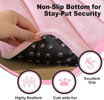Dog Crate Pad, Ultra Soft & Anti-Slip Kennel Mat, Secure Fit for Metal Crates & Dog Cages, Washable Cozy Bed for Small Medium Large Dogs (Pink, S(23"*14"*1.5"))
