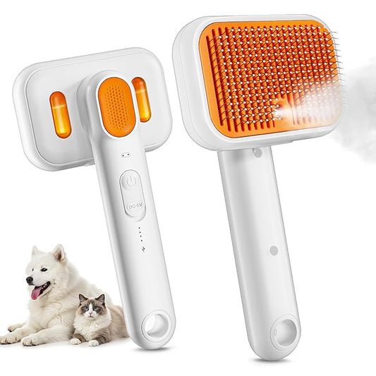 Dog Brush for Shedding & Cat Brush for Indoor Cats: 3-in-1 Cool Mist & Spray Groomer for Detangling, Deshedding & Bath - Anti-Static, Self-Cleaning for Long/Short Haired Pets