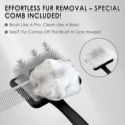 Large Dog Slicker Brush for Goldendoodles, Poodles - 3 in 1 Grooming Kit with Undercoat Rake, Comb - Extra Long Pins for Dematting Great Pyrenees, Thick Coats, Shedding, Detangling, Black