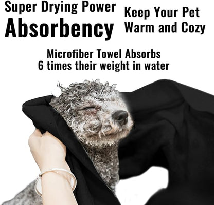 Microfiber Dog Towels for Drying Dogs, Super Absorbent and Soft Pet Towel, 40 Inch X 23.6 Inch, Perfect Dog Shower & Bath Supplies for Large, Medium or Small Dogs, Black