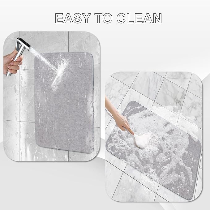Indoor Door Mat, 1/10 in Ultra Thin Door Mat, Non-Slip Natural Rubber Backing Inside Doormat, Washable, Low-Profile Entrayway Mats, Durable Dirt Trapper for Various Entrance, 29''X17'' Grey