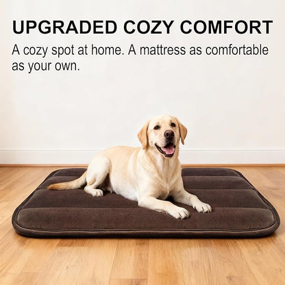 Dog Crate Pad, Ultra Soft & Anti-Slip Kennel Mat, Secure Fit for Metal Crates & Dog Cages, Washable Cozy Bed for Small Medium Large Dogs (Dark Brown, L(34"*20"*1.5"))