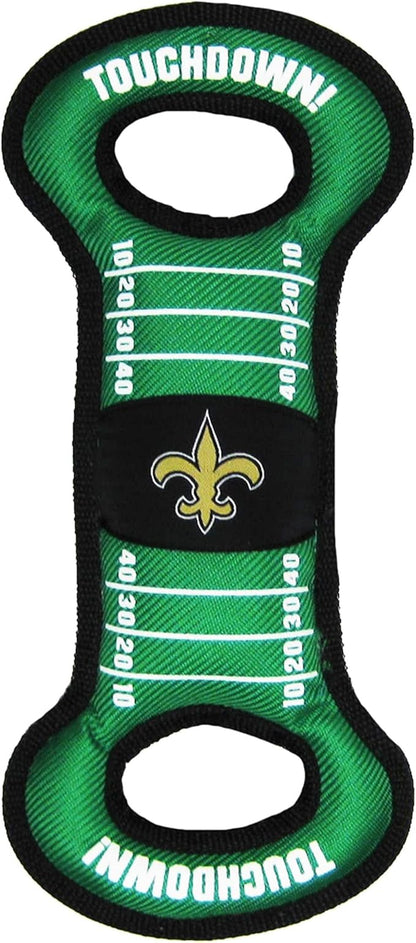 NFL Football Field DOG TOY with Squeaker. - NEW ORLEANS SAINTS - For Tug, Toss, and Fetch. - Tough & Durable PET TOY