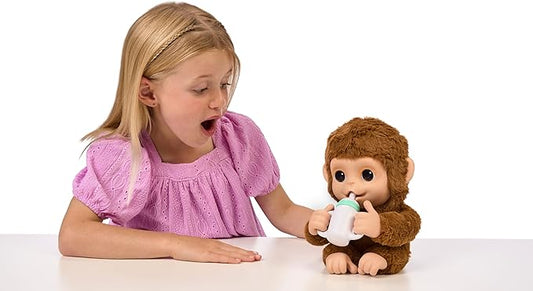 Little Live Pets My Baby Monkey Mango, 50+ Sounds and Reactions, Plush Interactive Monkey Toy Set with Accessories, Interactive Pets for Kids Ages 4+