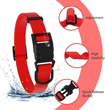 Waterproof Dog Collar, Easy to Clean Rubber Dog Collars with Quick Release Buckle Fits Small Medium or Large Dogs (Red, M (11.8-18.5 inch))