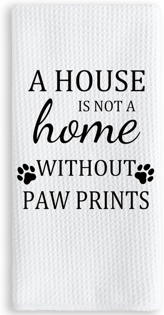 TNUW Dog Themed Gifts Kitchen Towels 16'24', Dogs Mom Gifts for Women, Dog Decorations for The Home, House Warming Gift New Home, Paw Prints Kitchen Tea Hand Towels