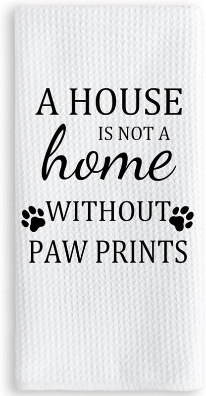 TNUW Dog Themed Gifts Kitchen Towels 16'24', Dogs Mom Gifts for Women, Dog Decorations for The Home, House Warming Gift New Home, Paw Prints Kitchen Tea Hand Towels