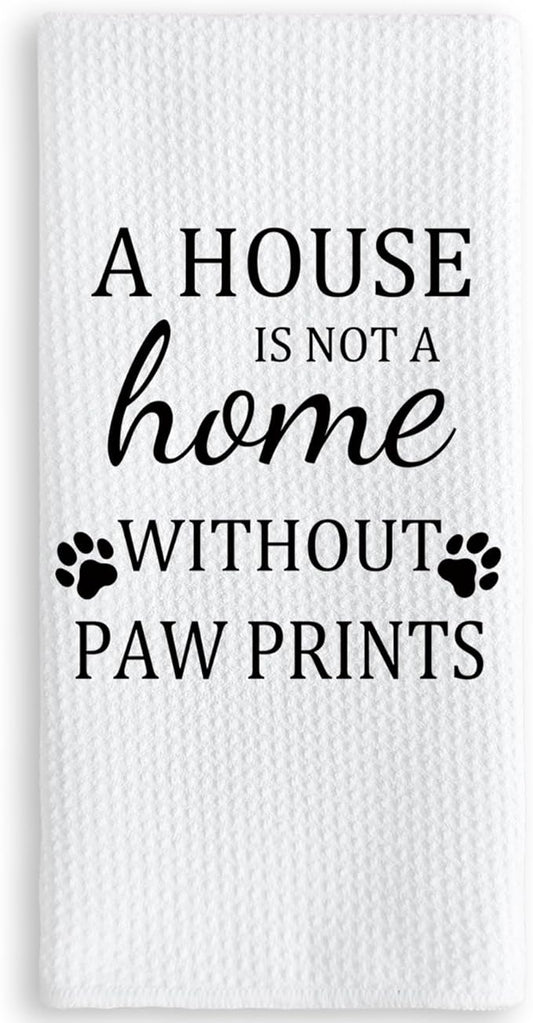 TNUW Dog Themed Gifts Kitchen Towels 16'24', Dogs Mom Gifts for Women, Dog Decorations for The Home, House Warming Gift New Home, Paw Prints Kitchen Tea Hand Towels
