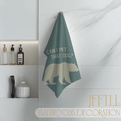 Funny Bear Kitchen Towels, Gifts for Bear Wildlife Camping Lovers Dish Tea Towels for Kitchen Decor, Can I Pet That Dog Decorative Hand Towel for Bathroom, 16x24 Inch - Blue