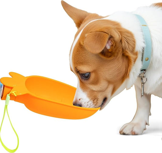 Li & Zhao Portable Dog Water Bottle Dispenser - Leak Proof Portable Water Bowl for Dog Foldable Carrot Water Bowl Travel Silicone Pet Dispenser for Puppy Cats Pets Outdoor Walking, Hiking, Travel