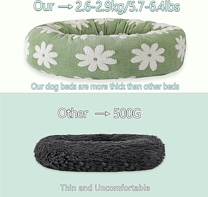39 Inch Calming Dog Bed for Large Dogs, Round Anti-Anxiety Warm Bed, Soft Cozy Anti-Slip Donut Washable Pet Bed, Fits up to 100 lbs Pets