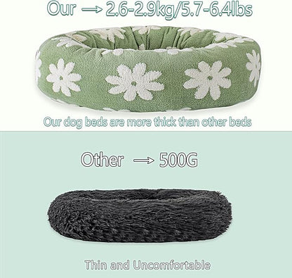 39 Inch Calming Dog Bed for Large Dogs, Round Anti-Anxiety Warm Bed, Soft Cozy Anti-Slip Donut Washable Pet Bed, Fits up to 100 lbs Pets