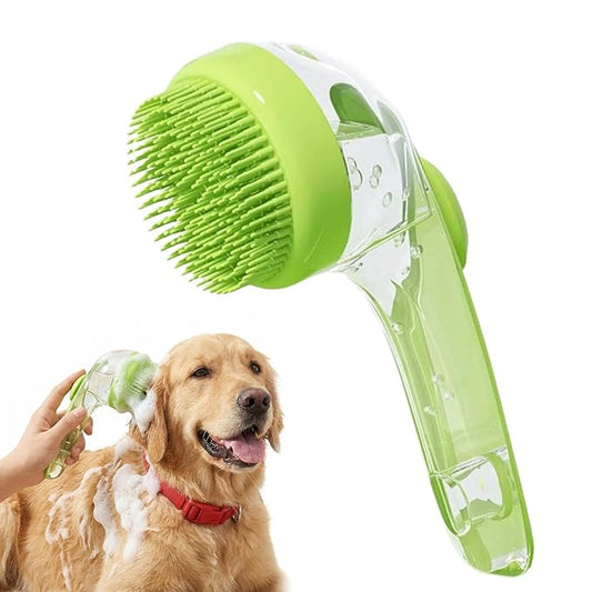2025 Upgrade Edition Pet Bathing & Grooming Brush, 2-in-1 Shampoo Dispenser & Massage Brush for Dogs and Cats, Suitable for All Coat Types (Green Brush)