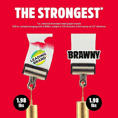 Brawny Tear-A-Square 3-Ply Paper Towels, 6 Double Rolls = 12 Regular Rolls (3 Packs of 2)