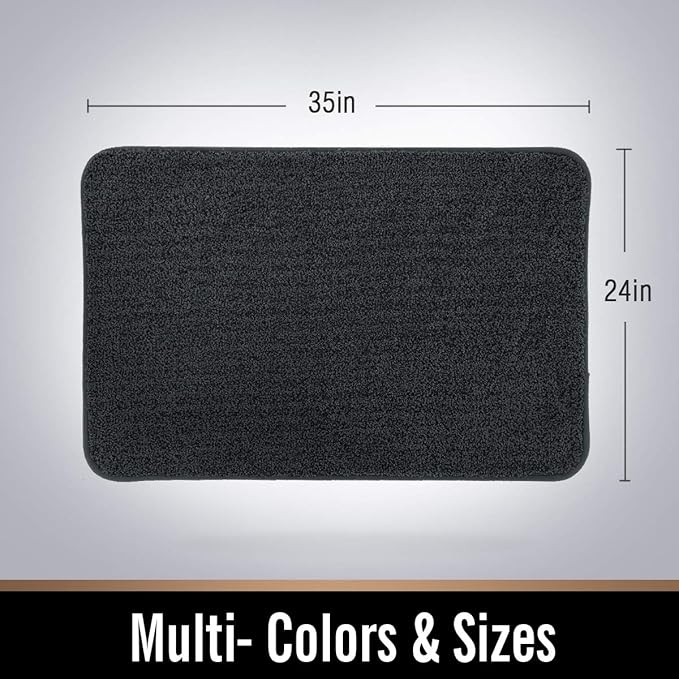 ITSOFT Dirt Trapper Indoor Door Mat & Entrance Rug for Wet Muddy Shoes and Pet Paws, Non-Slip Machine Washable, Shoe Scraper, Absorbent Welcome Dog Mat for Front Door, Entry Way (35x24, Dark Gray)